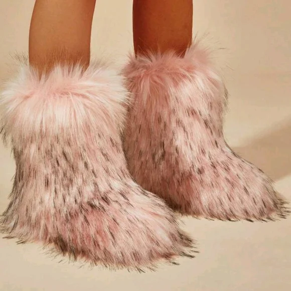 Winter Warm Fashion Casual Furry Boots With Thermal Lining Size 9 - Picture 3 of 9